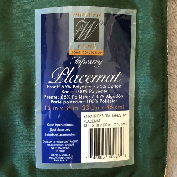 Windham Home St. Patrick’s Day Tapestry Placemat Shamrock 13x18 inches -Set of 2 - Picture 5 of 6